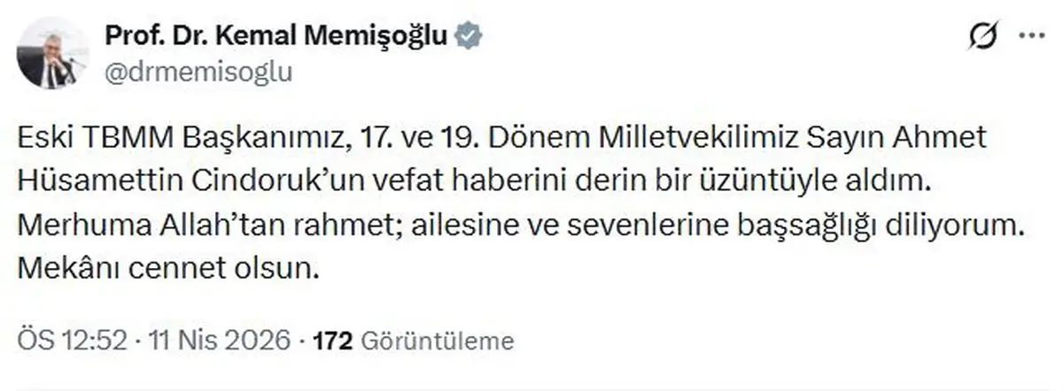 Hüsamettin Cindoruk'un cenaze töreni