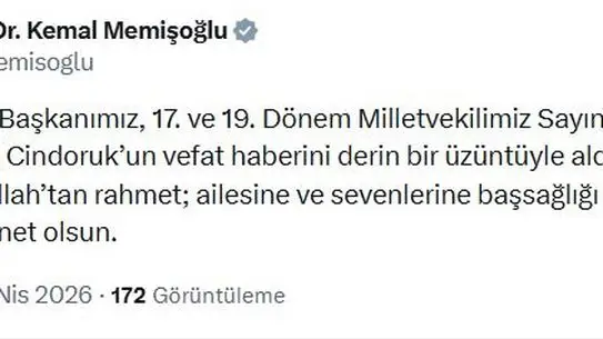 Eski TBMM Başkanı Hüsamettin Cindoruk Hayatını Kaybetti: Siyasilerden Taziye Mesajları