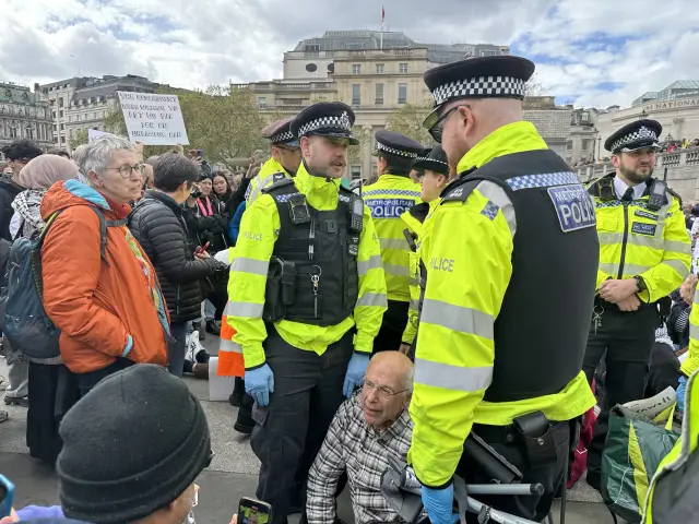 Göstericilerin elinde bayraklar