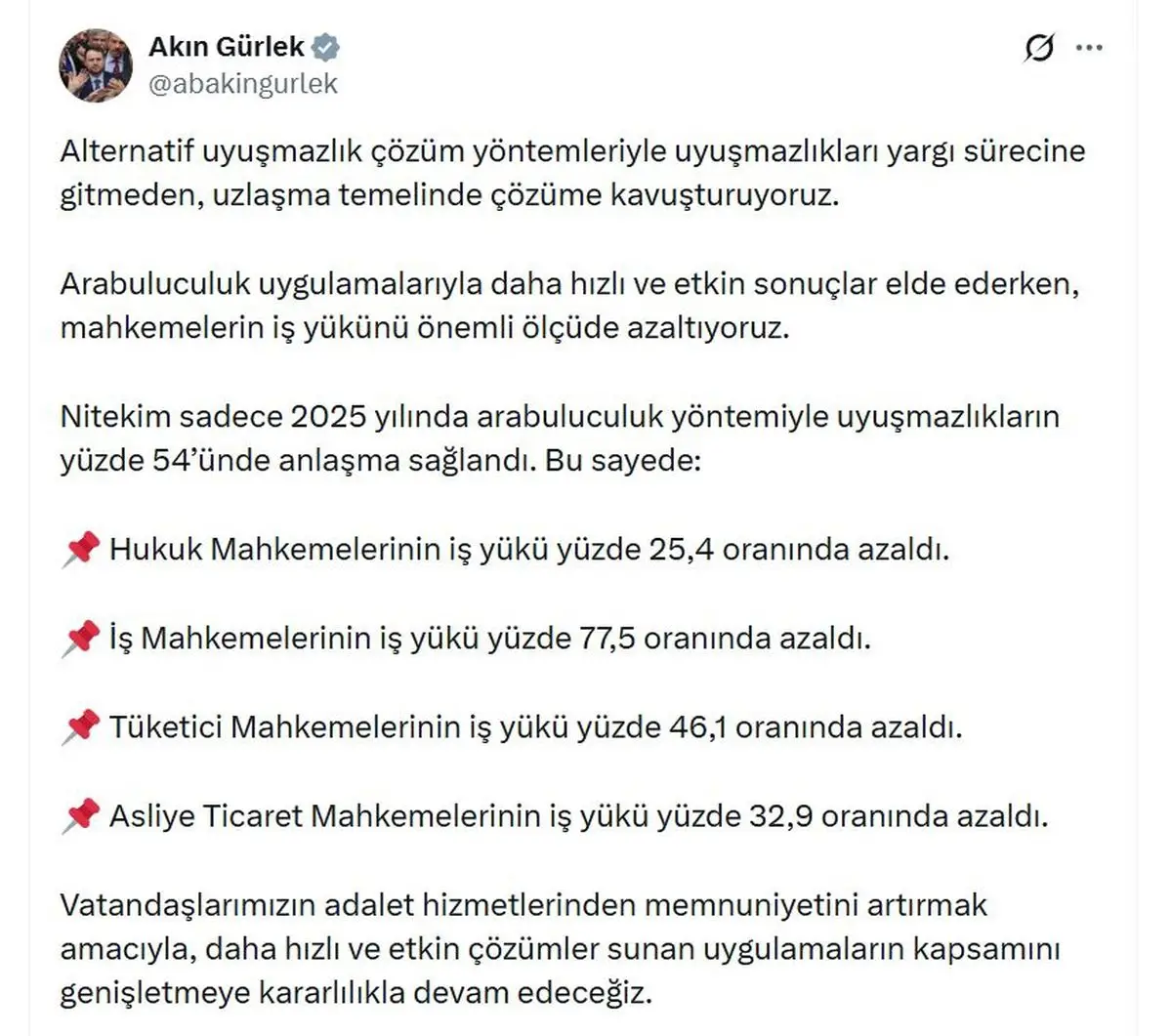 Arabuluculuk Uygulamaları Mahkeme İş Yükünü Düşürüyor: Bakan Gürlek Açıklıyor