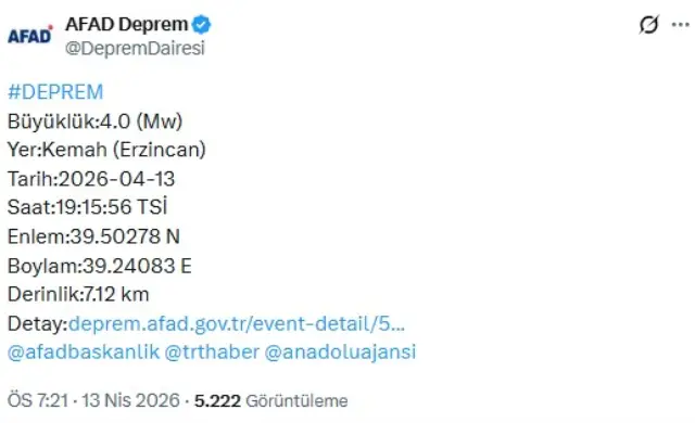Kemah ilçesinde deprem sonrası çekilen görüntü
