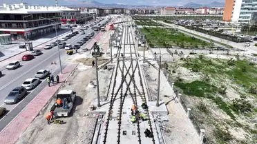 Tramvay hattının inşaat alanı