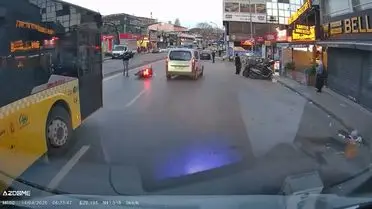 Ümraniye’de Motosiklet Sürücüsü Otobüs Yol Vermeye Çalışırken Düşüş Yaşadı