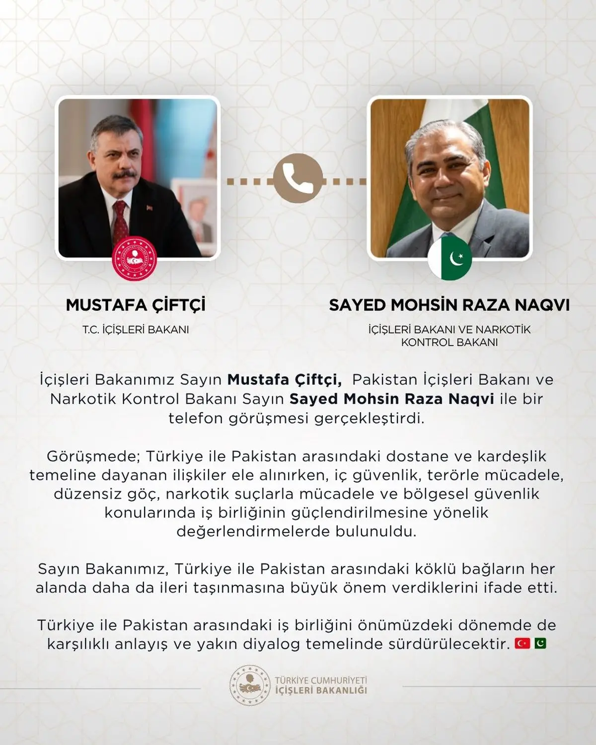 Türkiye ve Pakistan İç Güvenlik Görüşmesi