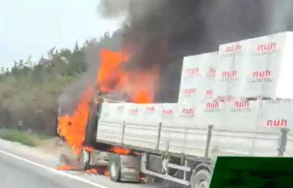 Kocaeli TEM Otoyolu'nda tır yangını