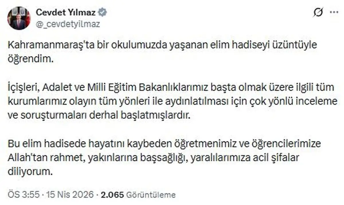Kahramanmaraş'ta Okul Saldırısı Üzerine Derinlemesine Soruşturma Başlatıldı
