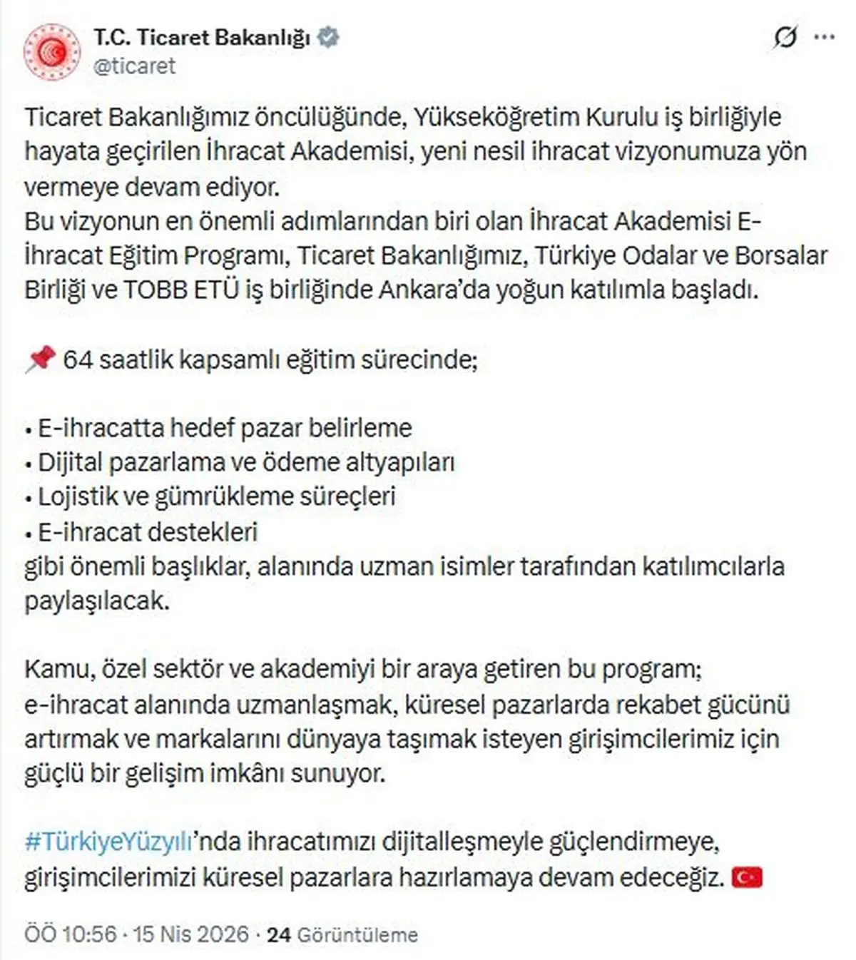 Ankara’da Dijital Ticaret Yetkinliği Artıyor: E-İhracat Eğitim Programı Başladı