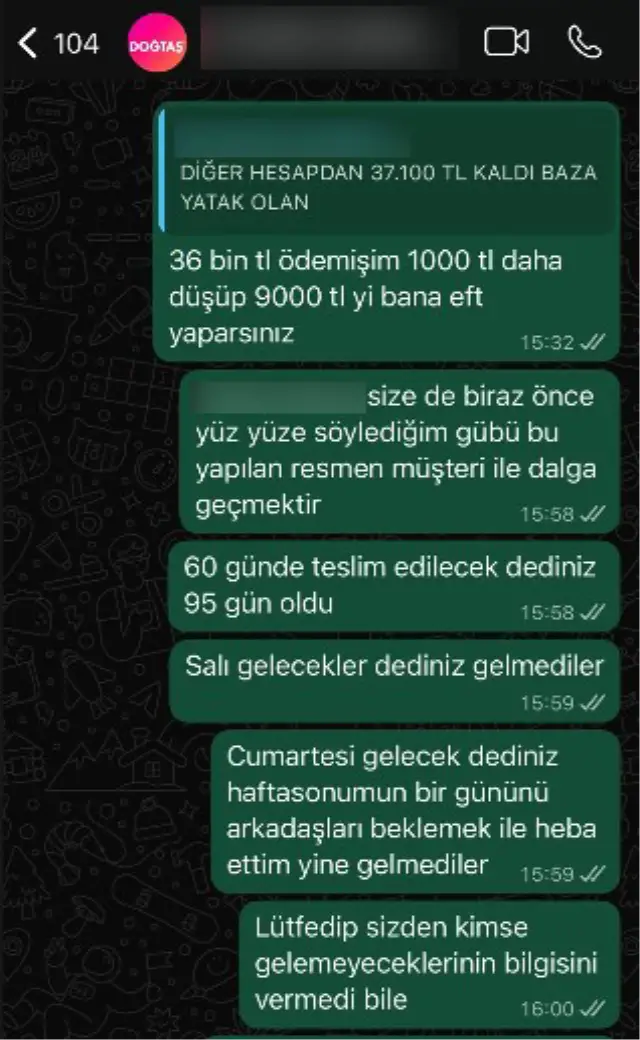 Gecikmiş mobilya teslimatı