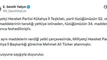 MHP Kütahya İl Teşkilatı Resmen Dağıldı: Semih Yalçın Açıklıyor
