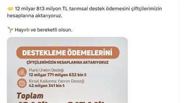 Tarım Bakanı Yumaklı'dan Çiftçilere 12,8 Milyar TL Destek Paketi