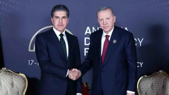 Erdoğan, Barzani'yi Antalya Diplomasi Forumu'nda Karşıladı
