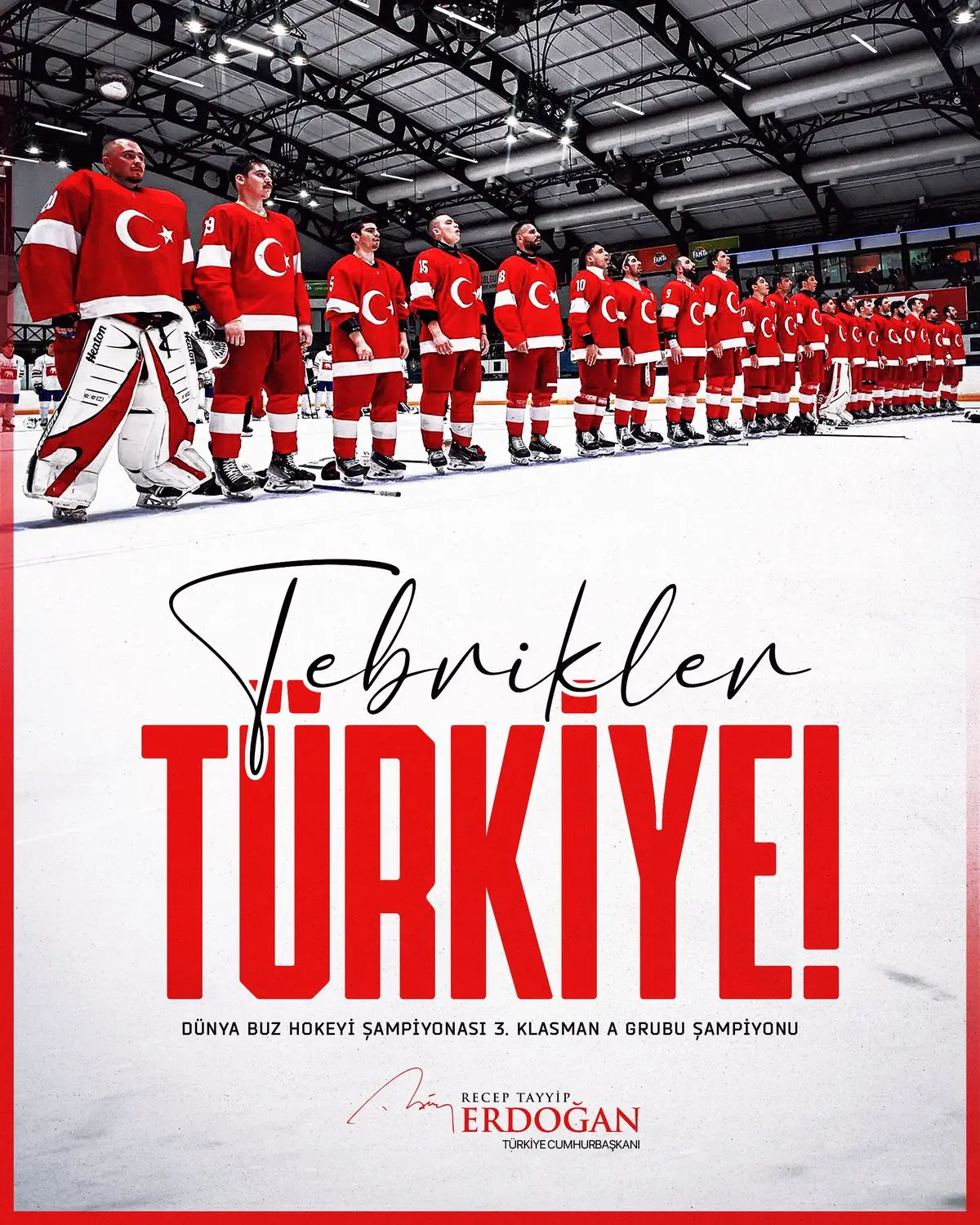Erdoğan, Buz Hokeyi A Milli Takımının Altın Madalya Zaferini Kutladı