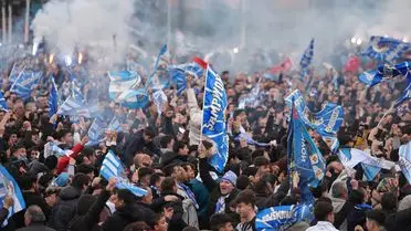 Erzurumspor taraftarları süper lig kutlaması