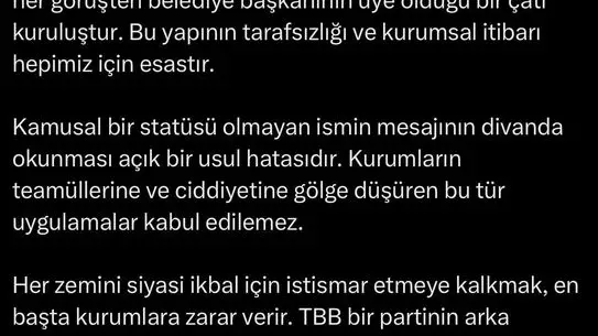 Alemdar'dan TBB Mektup Krizi Üzerine Sert Eleştiri: 'Divanda Okunan Mesaj Usul Hatası'