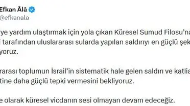 Efkan Ala, İsrail'in Saldırılarına Uluslararası Sert Tepki Çağrısı Yaptı