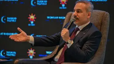 Toplantı sırasında Hakan Fidan