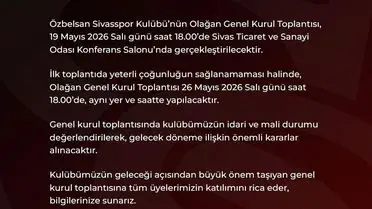 Sivasspor Genel Kurulu 19 Mayıs’ta Toplanıyor