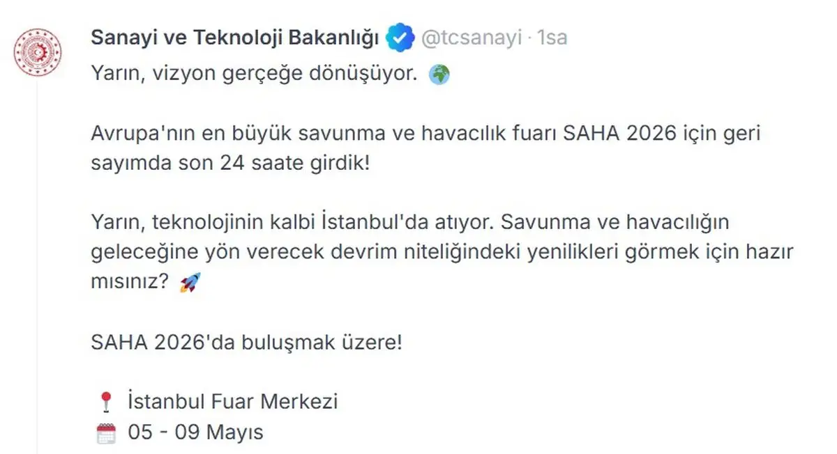 İstanbul’da SAHA 2026 Fuarı Yarın Kapılarını Açıyor
