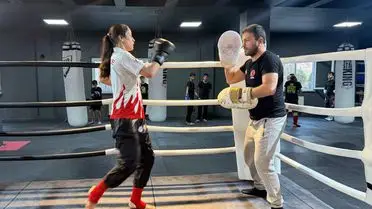 Beyza Oktan antrenman sırasında
