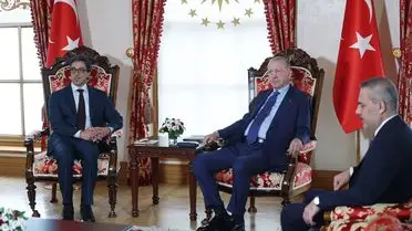 Erdoğan ve BAE Devlet Başkan Yardımcısı Şeyh Mansur bin Zayid Al Nahyan görüşmesi