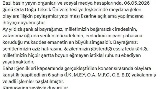 ODTÜ Bahar Şenlikleri'nde Bayrak Protestoları Sonrası 6 Kişi Gözaltına Alındı