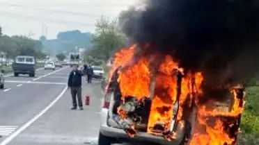 İnegöl’de Hafif Ticari Araç Yangını Kontrol Altına Alındı