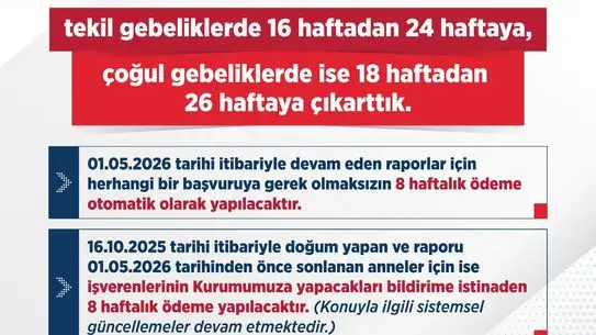 SGK’dan Tekil ve Çoğul Gebeliklerde Analık Ödeneği Süresi Artırıldı