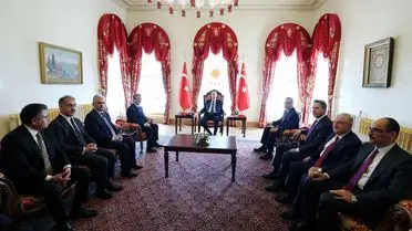 Cumhurbaşkanı Erdoğan, Irak Kürt Bölgesi Lideri Mesrur Barzani'yi Dolmabahçe'de Karşıladı