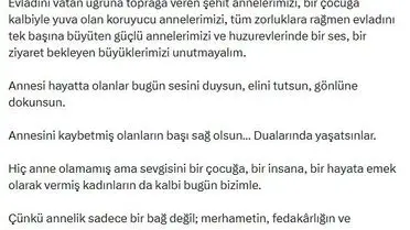Bakan Göktaş'tan Anneler Günü'nde Aile ve Sosyal Hizmetler Bakanlığı'na Dair Mesaj