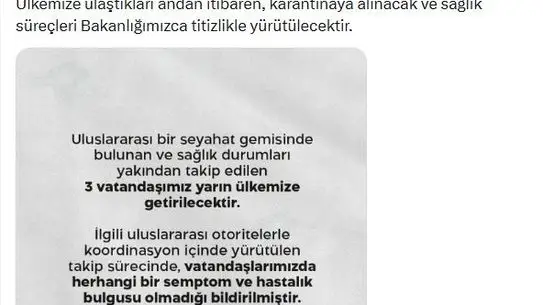 Hantavirüs Şüphesi Taşıyan Gemideki 3 Türk Vatandaşı İçin Karantina Süreci Başlatıldı