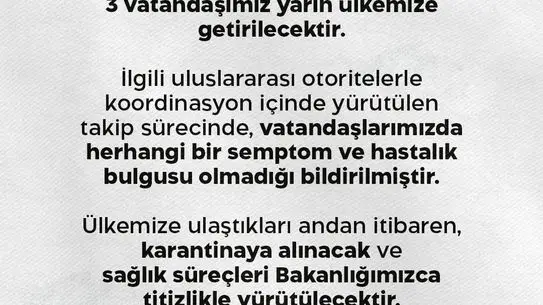 Sağlık Bakanlığı'ndan Gemideki 3 Vatandaşa Yakından Takip: Durumları İyi