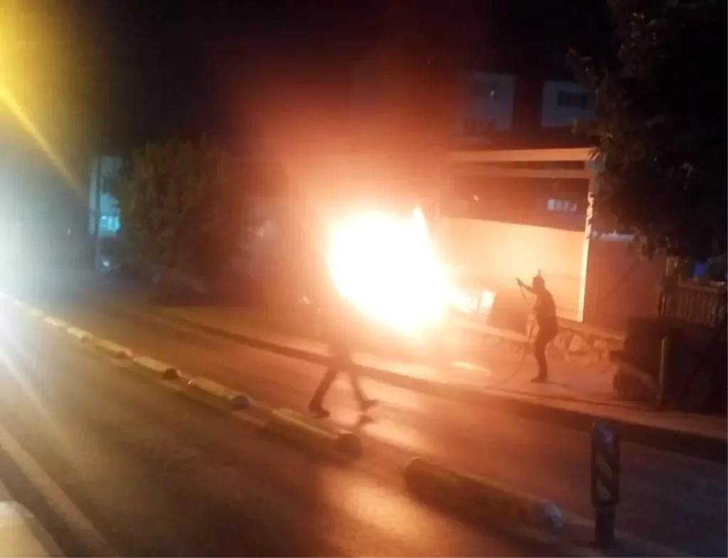 Aydın’da Park Halindeki Otomobil Alevler Aldı