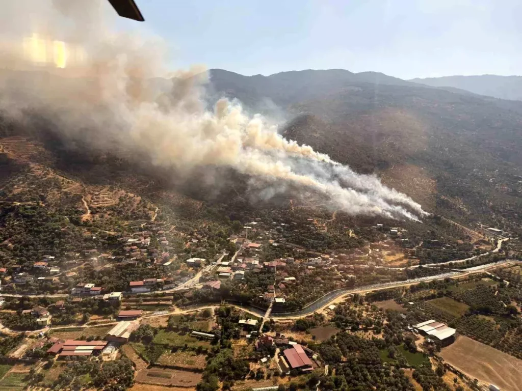 Aydın’da Orman Yangını Kontrol Altına Alınmaya Çalışılıyor