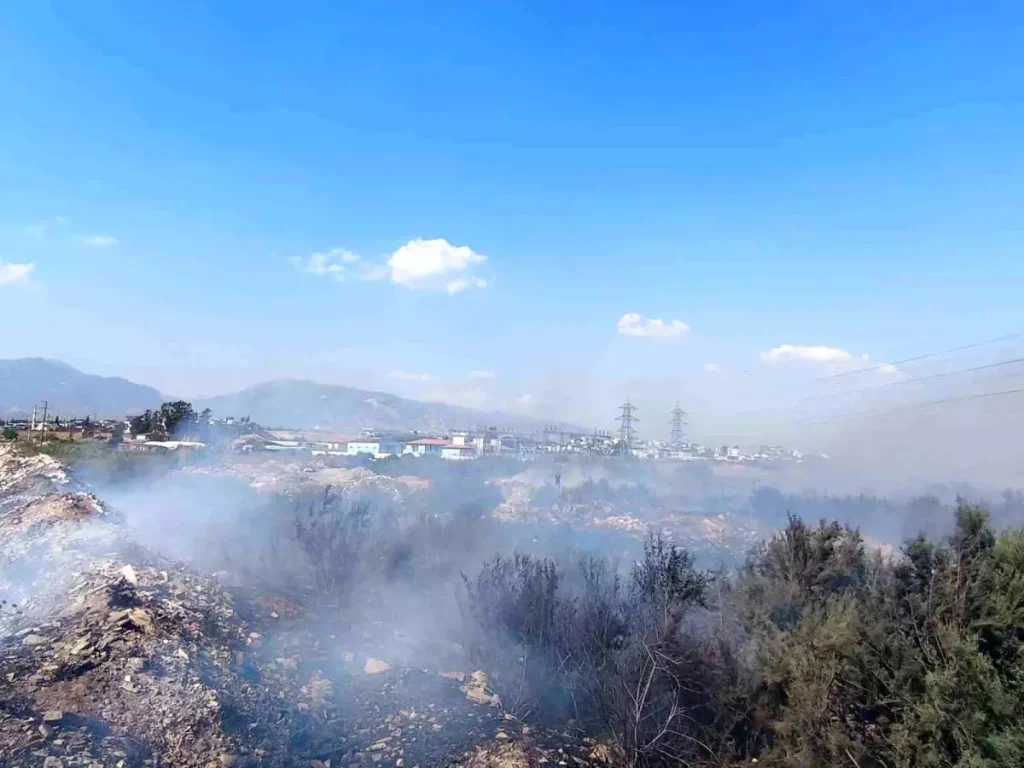 Aydın Efeler’de Kanal Kenarında Çıkan Yangın Söndürüldü