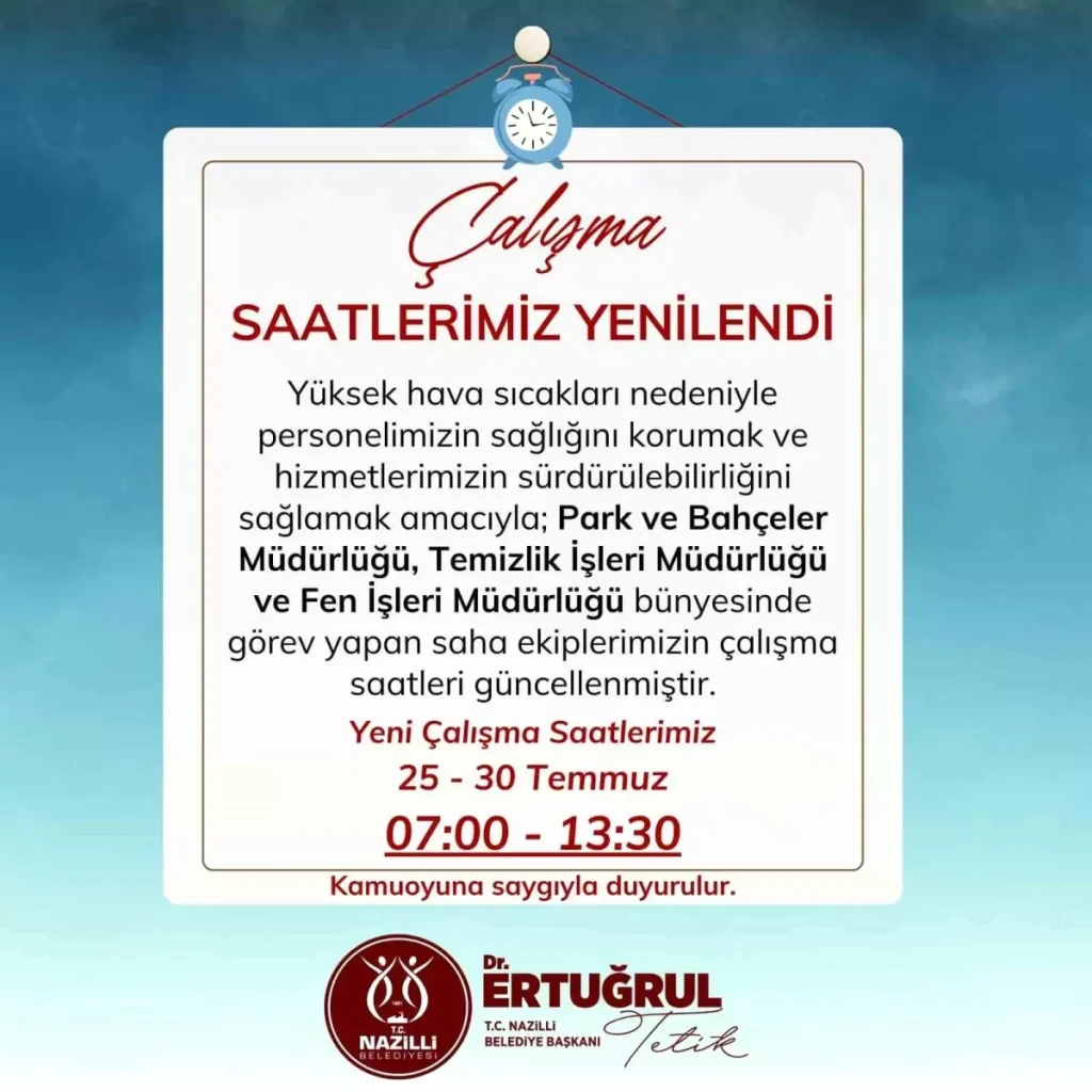 Sıcak Hava Tedbirleri: Nazilli Belediyesi’nden Yeni Uygulama