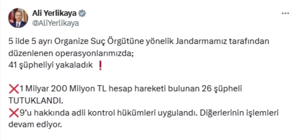 5 İlde Organize Suç Örgütlerine Şok Operasyon