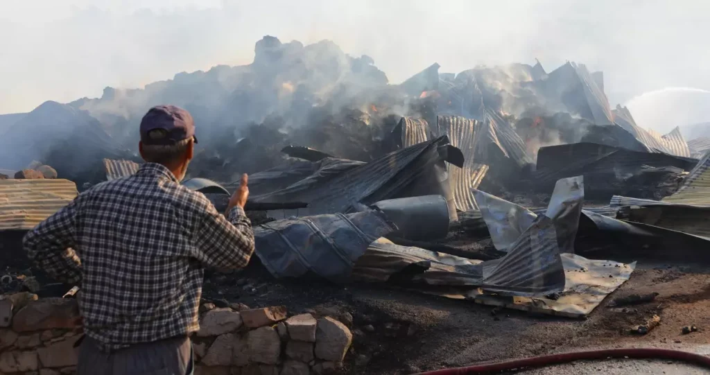 Erzurum’da Kırsal Mahallede Büyük Yangın