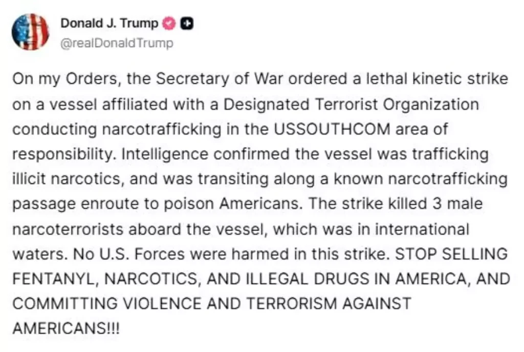 ABD Ordusu Uyuşturucu Teknesine Saldırdı: 3 Ölü