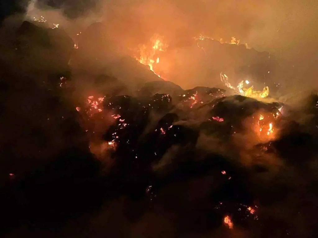 Büyük Yangın: 2 Bin Saman Balyası Kül Oldu