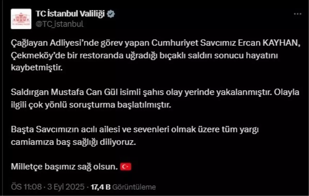 Savcı Ercan Kayhan Çekmeköy’de Bıçaklı Saldırıya Uğradı