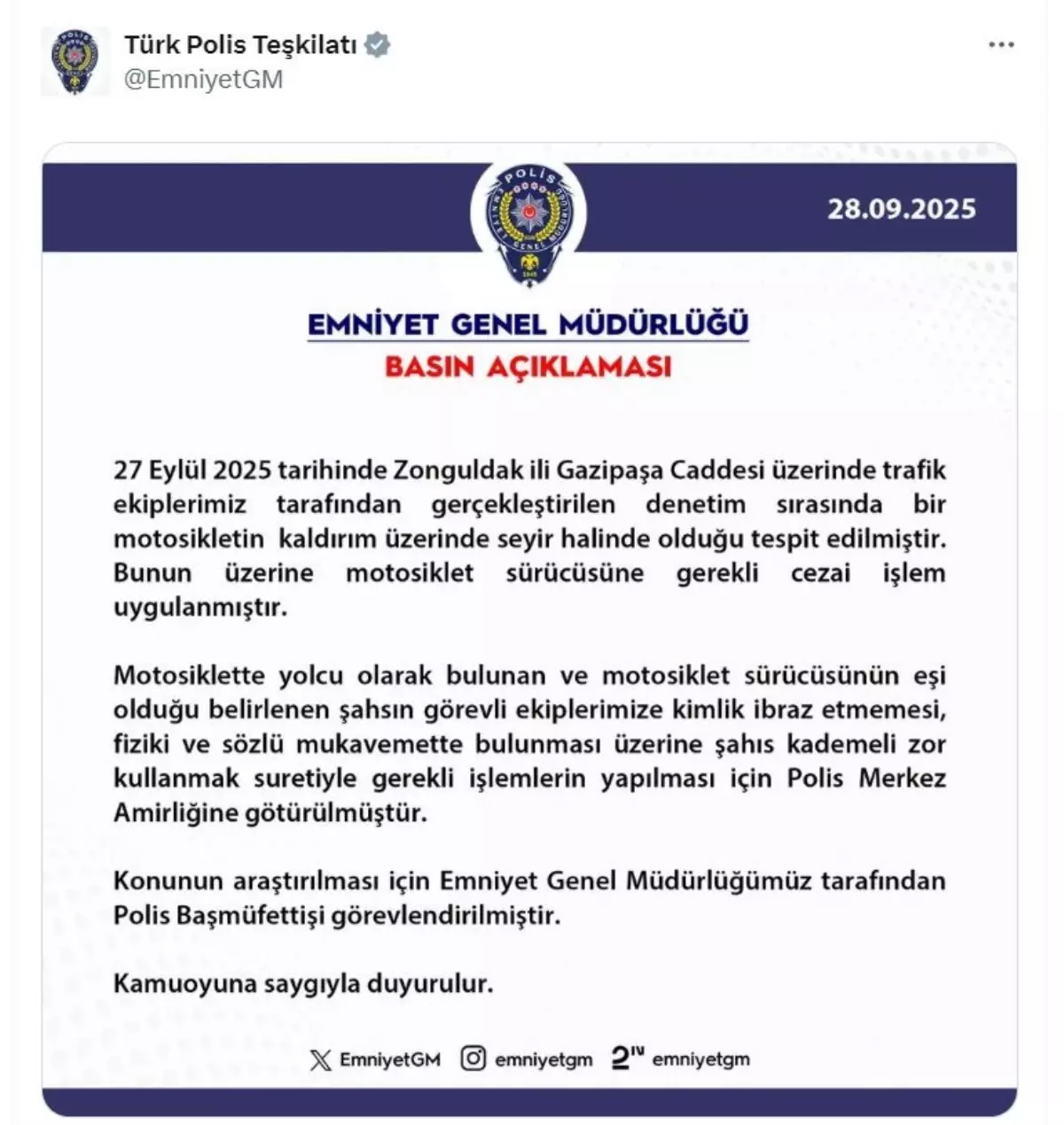 Trafik Denetimi Sırasında Polise Mukavemet
