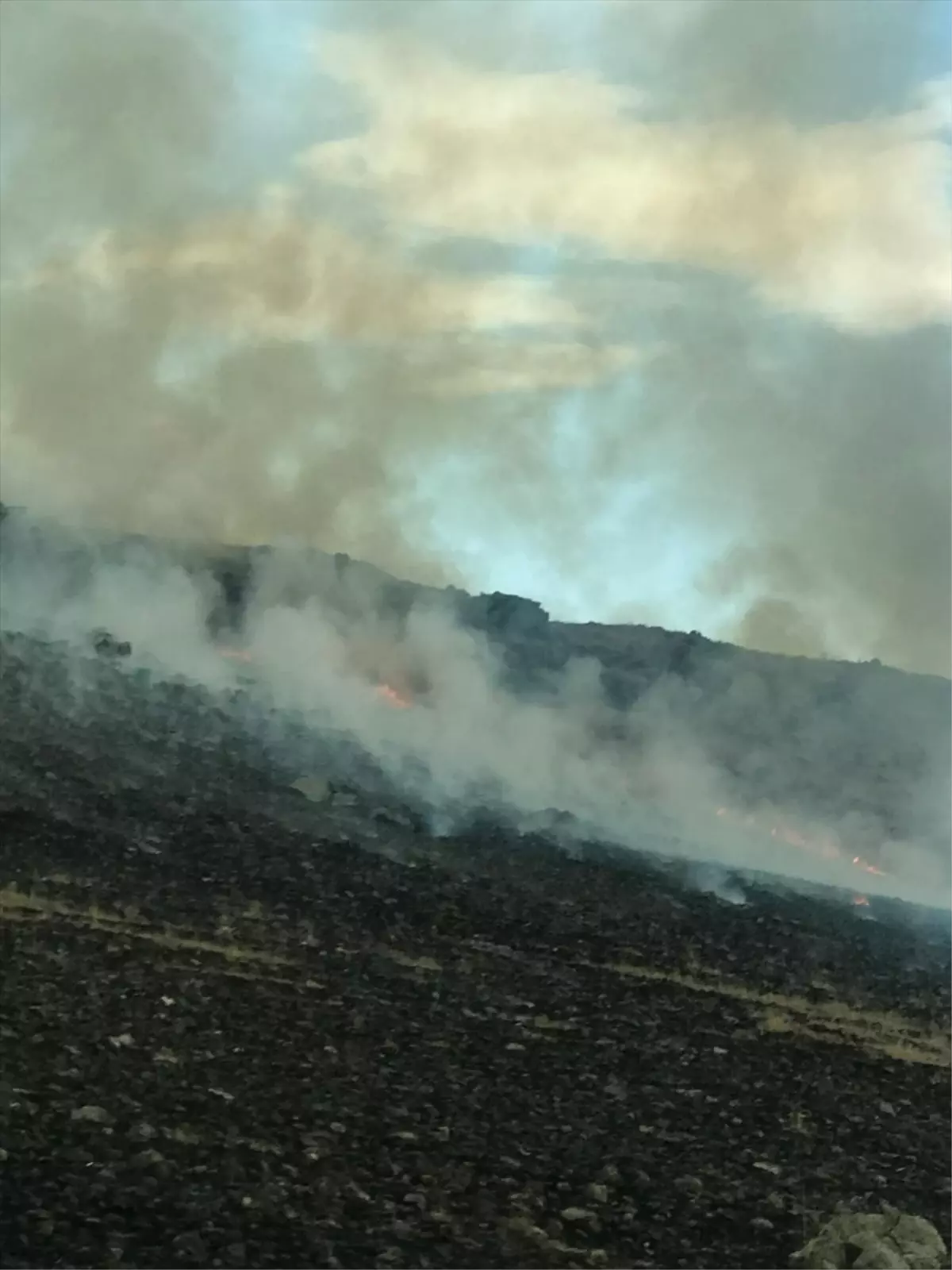 Kars’ta Askeri Tatbikat Alanında Anız Yangını Söndürüldü