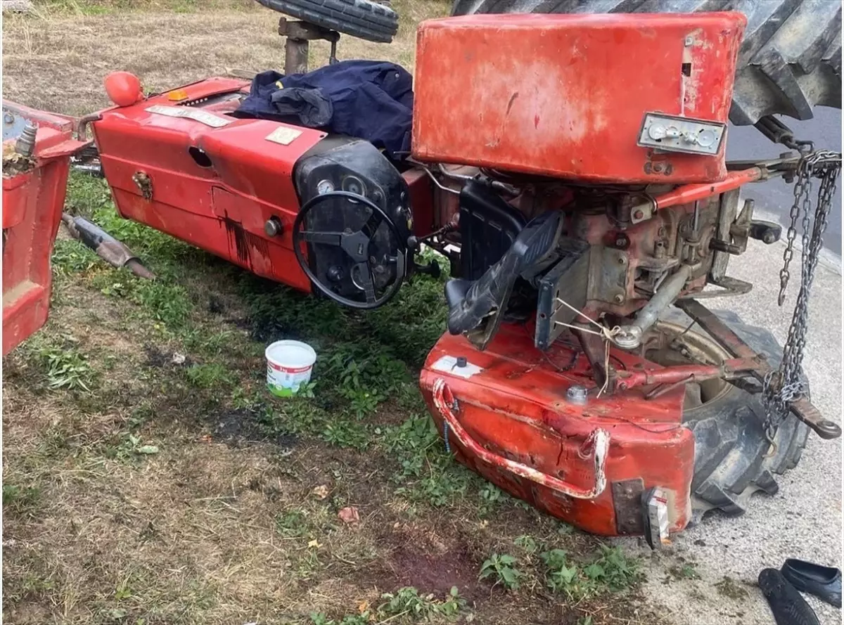 Traktör Kazasında Sürücü Hayati Tehlike Altında