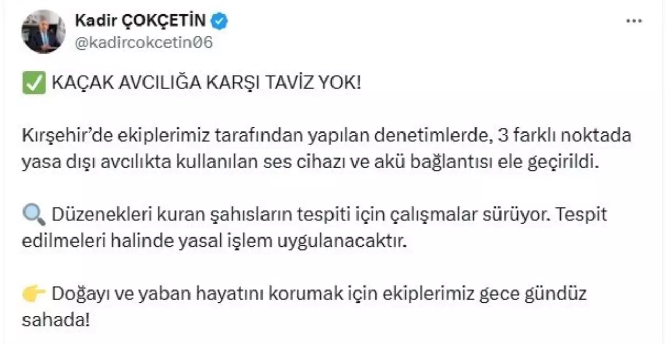 Kırşehir’de Yasa Dışı Avcılık Denetimi