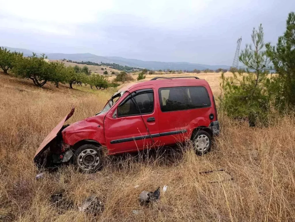 Trafik Kazası: Hafif Ticari Araç Tarlaya Uçtu