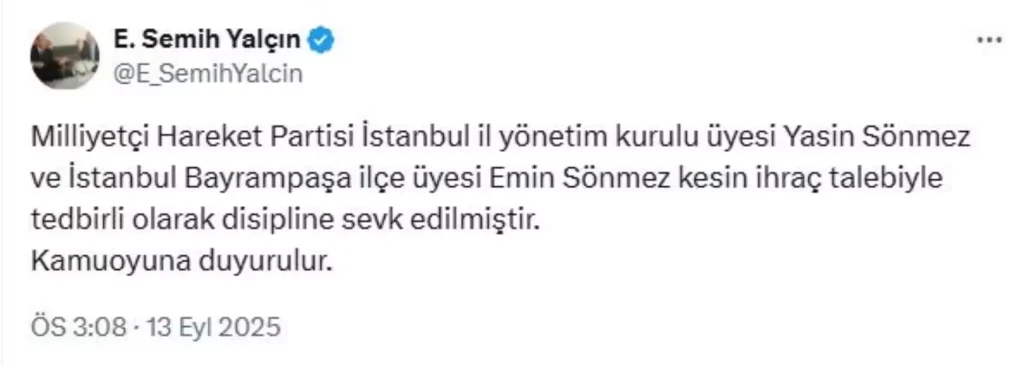 MHP’de 2 İsim İçin İhraç Talebi