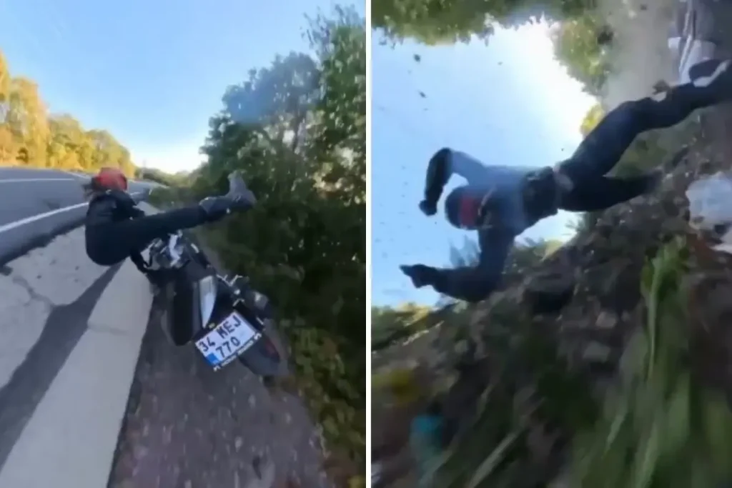 Motosikletli Kadın Ölümden Döndü: Feci Kaza Kamerada!