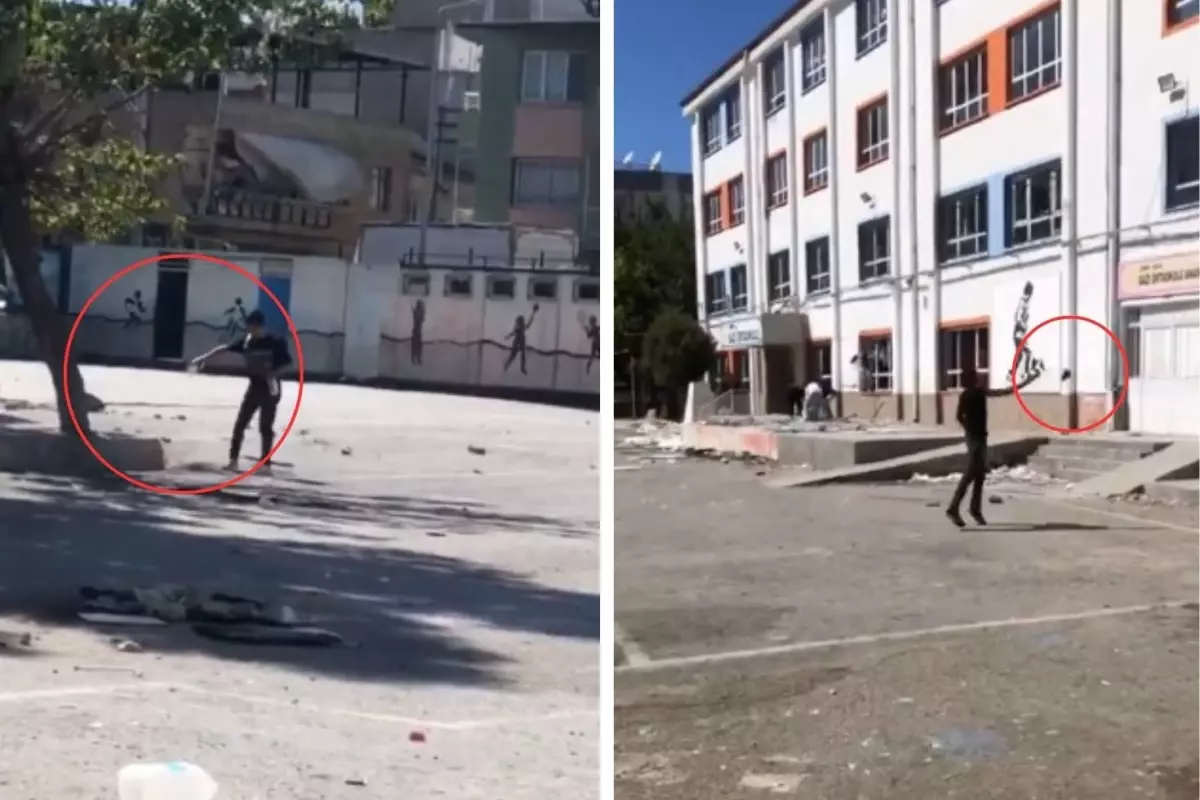 Okul Bahçesi Kargaşaya Sahne Oldu: Taşlama ve Yangın Girişimi