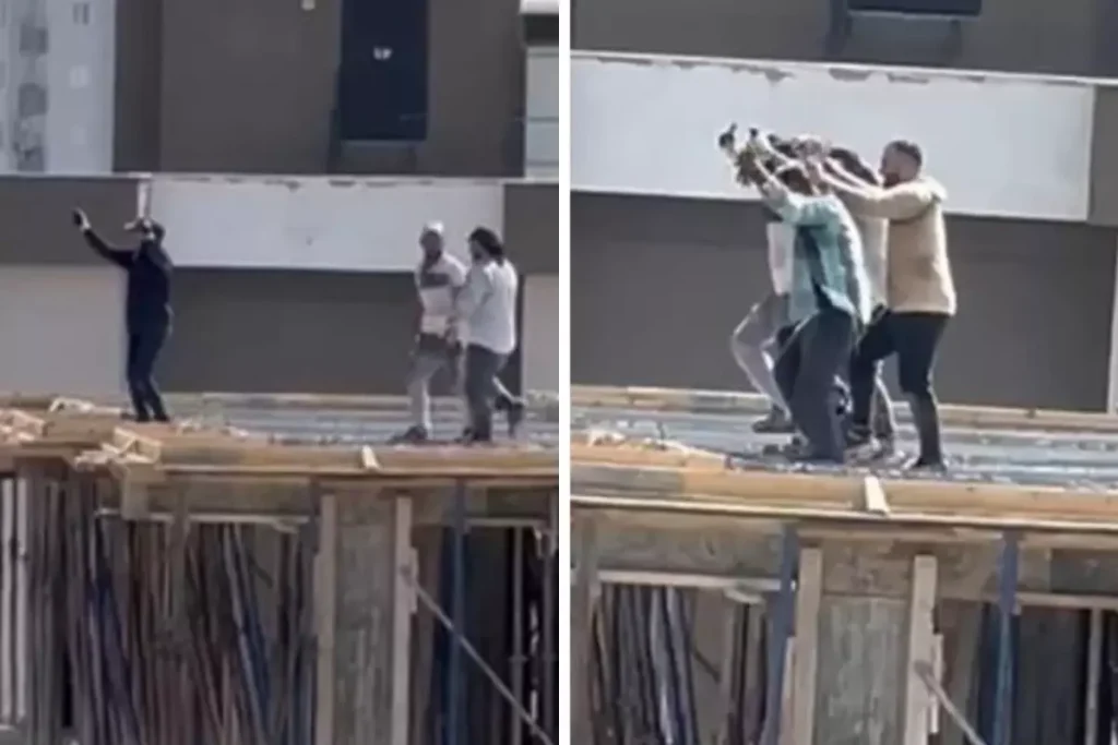 İşçilerin Yüksek Katlı İnşaat Dansı