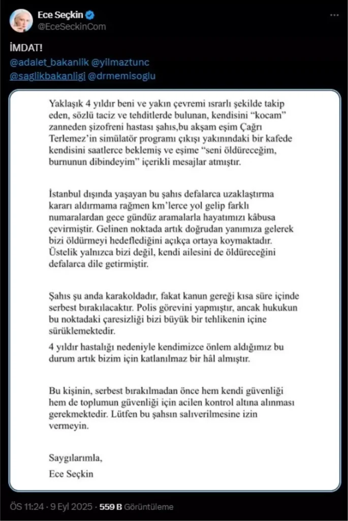 Ece Seçkin ve Eşini Tehdit Eden Şüpheli Adli Kontrolle Serbest